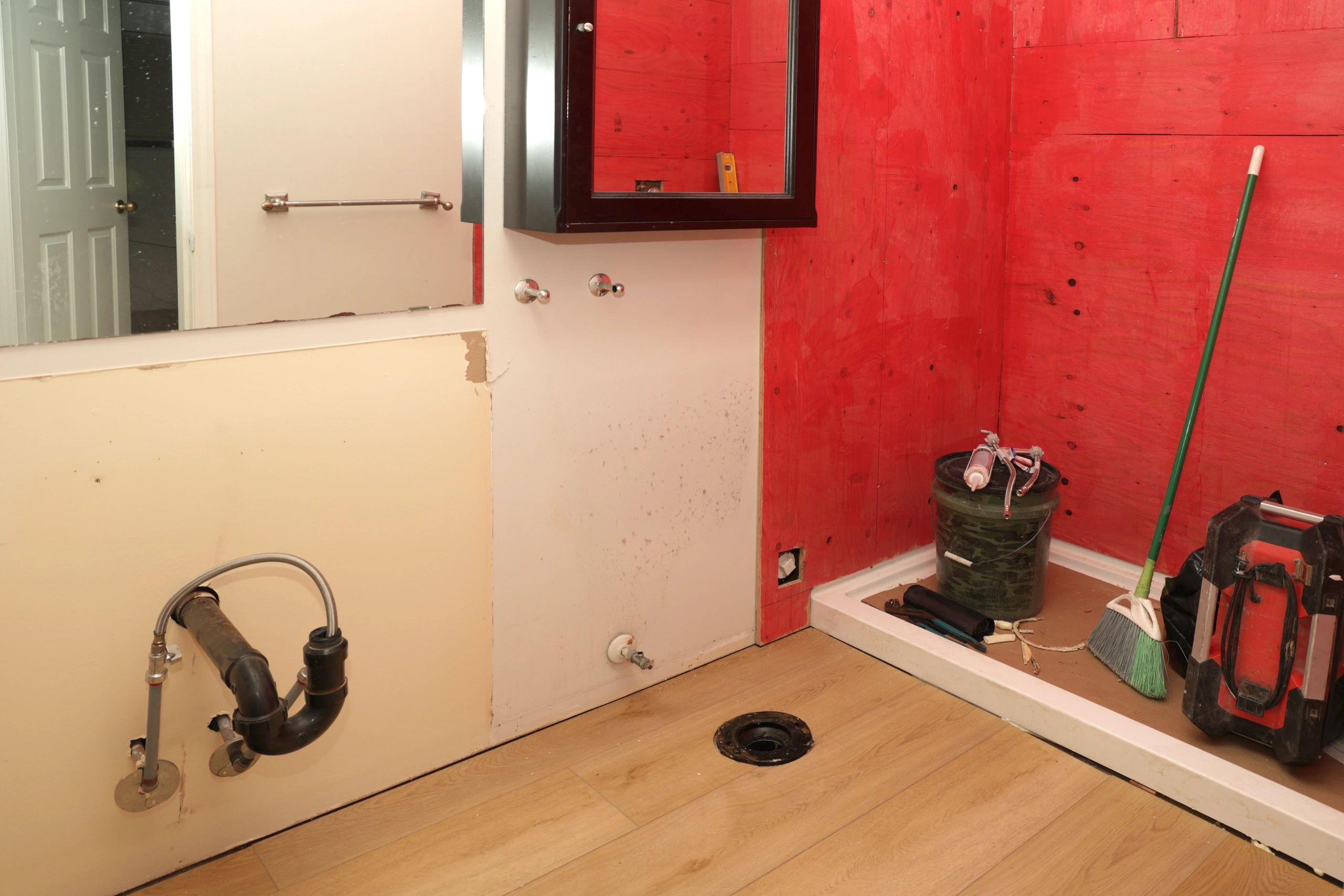Bathroom remodeling project in progress
