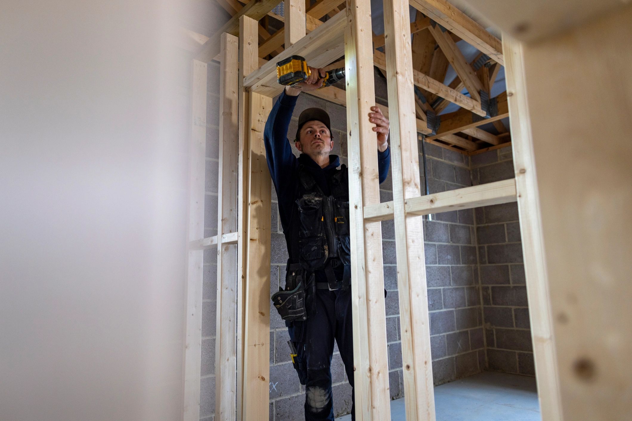 Technician working on a residential home project