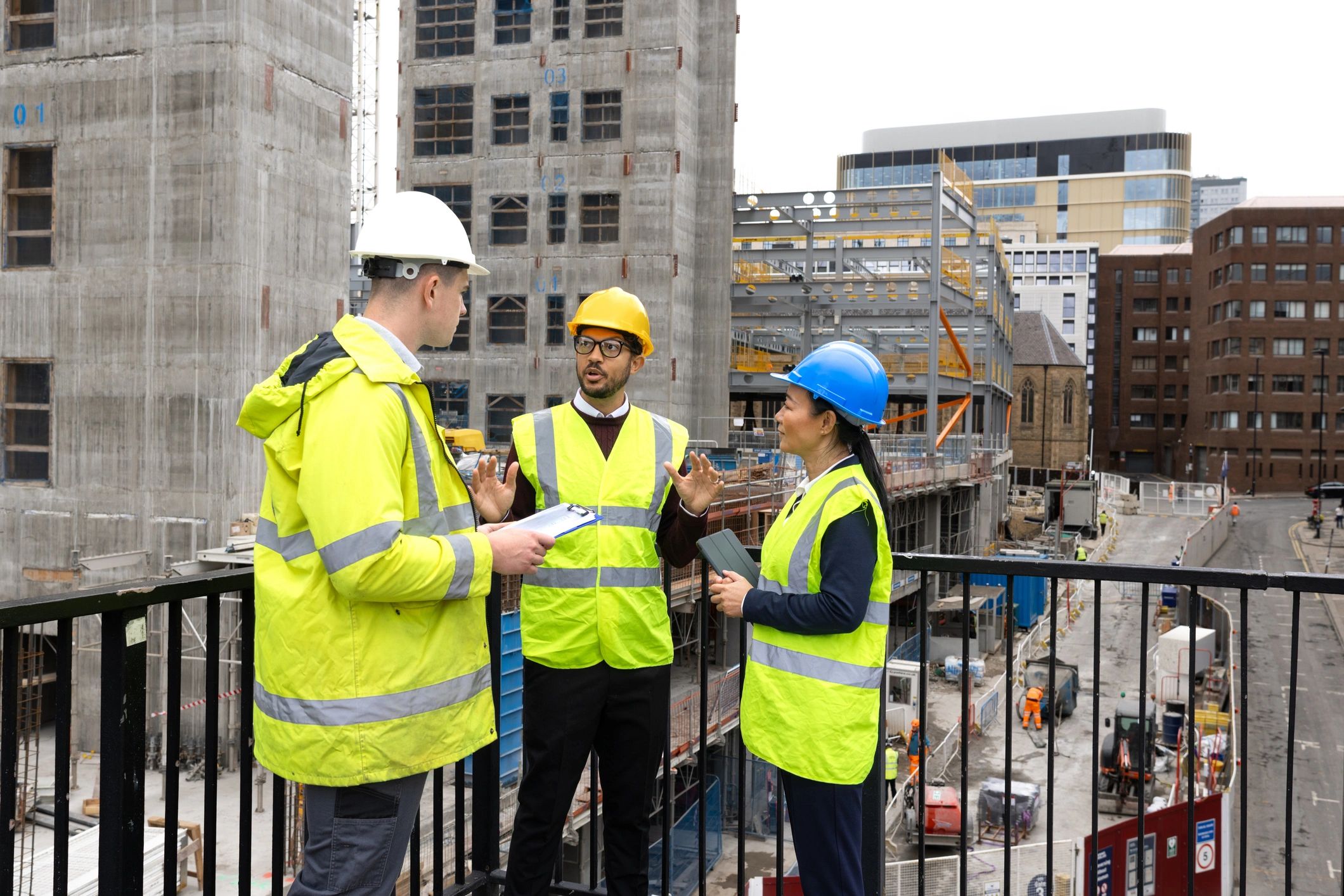 Construction team discussing plans